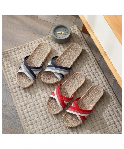 Womens Sandals Dressy Summer Flat, Women's Linen Beach Sandals Slippers Bow Boho Casual Summer Sandals F-red $9.50 Sandals