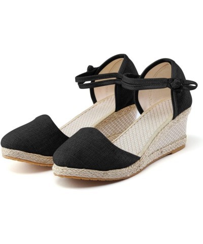 Platform Sandals Espadrille, Women's Straps Platform Wedges Sandals Casual Summer Closed Toe Espadrilles Sandals Black $8.32 ...