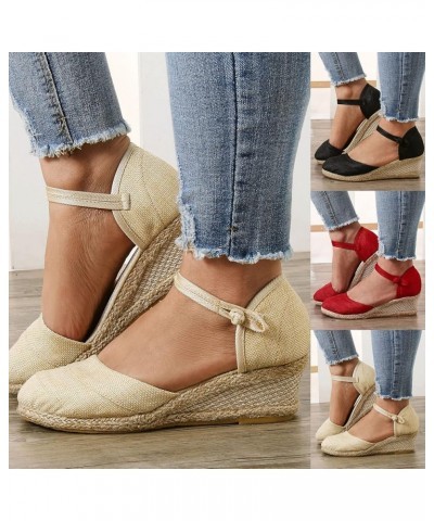 Platform Sandals Espadrille, Women's Straps Platform Wedges Sandals Casual Summer Closed Toe Espadrilles Sandals Black $8.32 ...