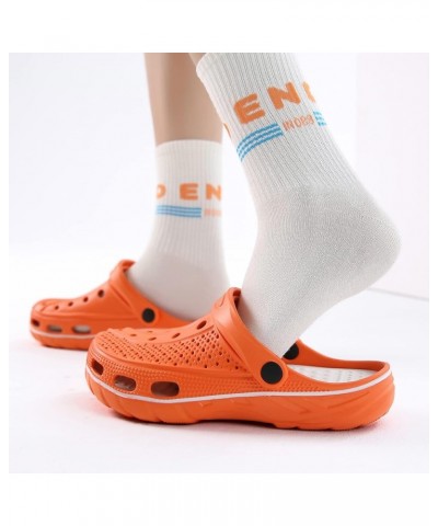 Men's and Women's Arch Support Clogs Garden Shoes Outdoor Beach Slippers with Removable Cushion Footbed Orange $16.80 Mules &...