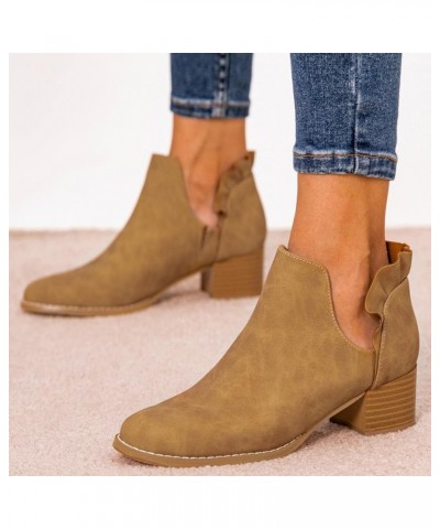 Women's Ankle Straps Sandal,Fashion Summer Open Toe Heel Sandal Slip on Cutout Side Zipper Ankle Sandal Booties Khaki $20.15 ...