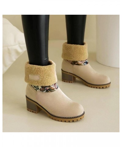 Snow Boots For Women Cute High Top Mid Calf Warm Winter Boots Anti-Slip Outdoor Shoes Fur Lined Fuzzy Ankle Booties Khaki $19...