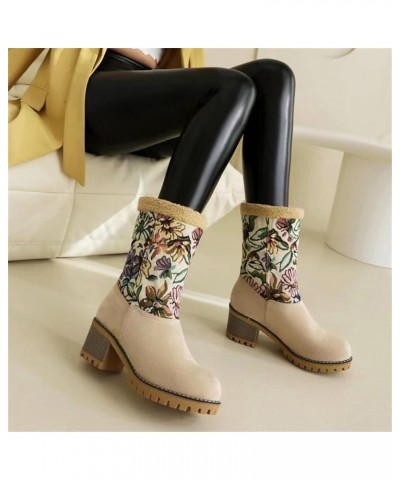 Snow Boots For Women Cute High Top Mid Calf Warm Winter Boots Anti-Slip Outdoor Shoes Fur Lined Fuzzy Ankle Booties Khaki $19...