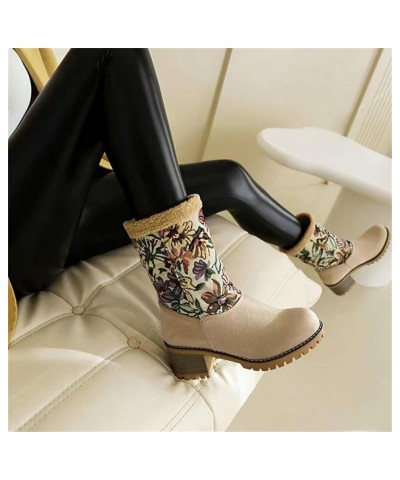 Snow Boots For Women Cute High Top Mid Calf Warm Winter Boots Anti-Slip Outdoor Shoes Fur Lined Fuzzy Ankle Booties Khaki $19...