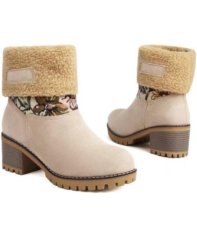 Snow Boots For Women Cute High Top Mid Calf Warm Winter Boots Anti-Slip Outdoor Shoes Fur Lined Fuzzy Ankle Booties Khaki $19...