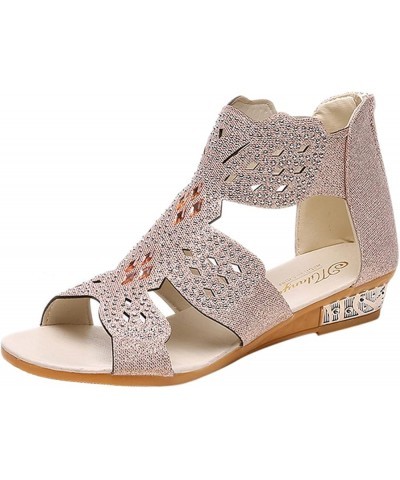 Sandals For Women Dressy Summer Retro Bohemian Thong Sandals Roman Beach Gladiator Sandal Open Toe Flat Slipper Beige $18.51 ...