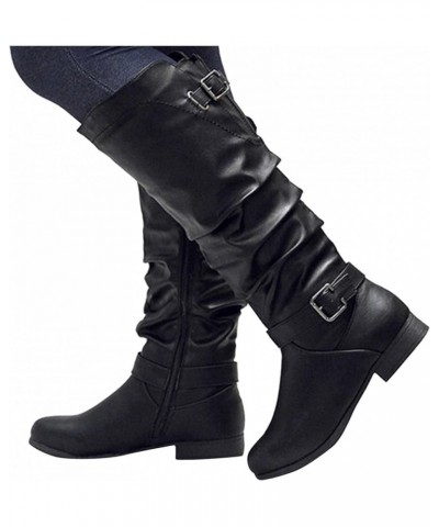 Womens Mid Calf Boots Chunky Heel Vintage Cowgril Cowboy Western Knee High Boots Vintage Pointed Toe Riding Boots 006black $2...