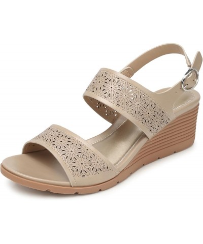 Sandals for Women Dressy Summer: Open Toe Wedge Sandals - Comfortable Casual Sandals - Wedge Ankle Strap Womens Sandals 75-ap...