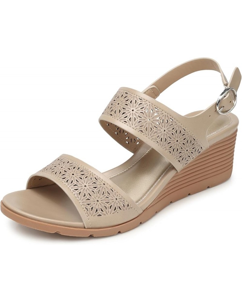 Sandals for Women Dressy Summer: Open Toe Wedge Sandals - Comfortable Casual Sandals - Wedge Ankle Strap Womens Sandals 75-ap...