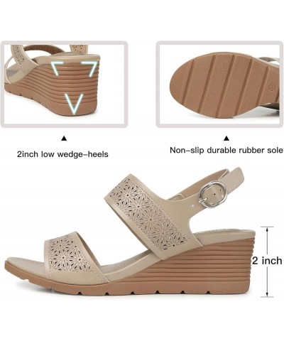 Sandals for Women Dressy Summer: Open Toe Wedge Sandals - Comfortable Casual Sandals - Wedge Ankle Strap Womens Sandals 75-ap...