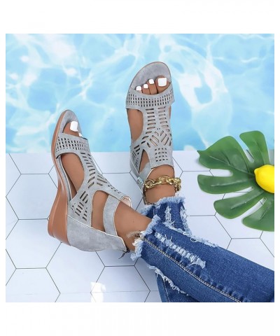 sandals for women chunky heels for women dressy flats for women High Heel Sandal Pump Shoes Z-03 Grey $13.11 Outdoor Shoes