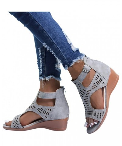 sandals for women chunky heels for women dressy flats for women High Heel Sandal Pump Shoes Z-03 Grey $13.11 Outdoor Shoes