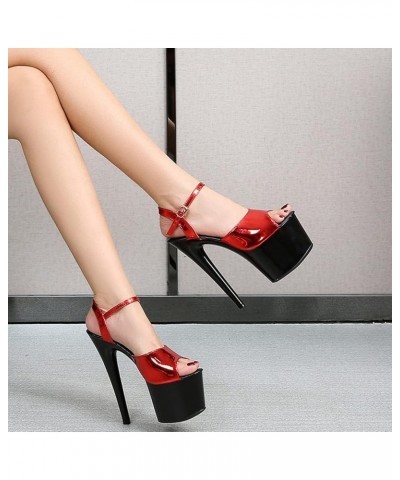 20 cm/7.87 in Women's Peep Open Toe Platform Sky High Stiletto Heel Gladiator Ankle Strap Buckle Sandals Sexy Pole Dancer Str...