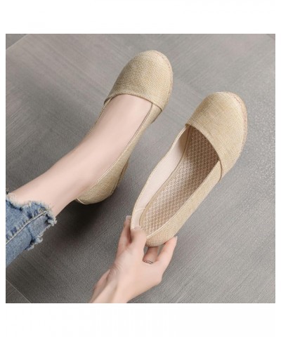 Fashion Women Summer Weave Wedges Breathable Slip On Round Toe Sandals Comfortable Beach Single Shoes Women Heel Sandals Size...