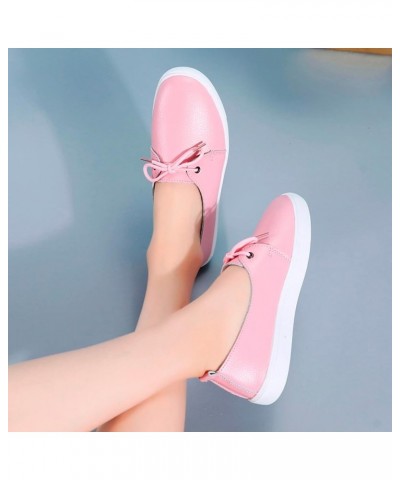 Women Flat Casual Shoes Rounted Toe Comfortable Anti Slip Cushioned Insole Multicolor Classic Charms Platform Pink $21.95 Loa...