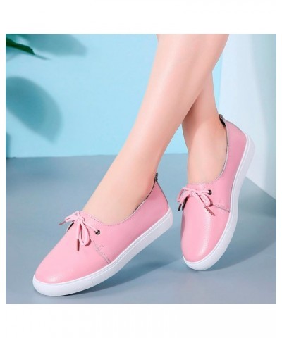 Women Flat Casual Shoes Rounted Toe Comfortable Anti Slip Cushioned Insole Multicolor Classic Charms Platform Pink $21.95 Loa...