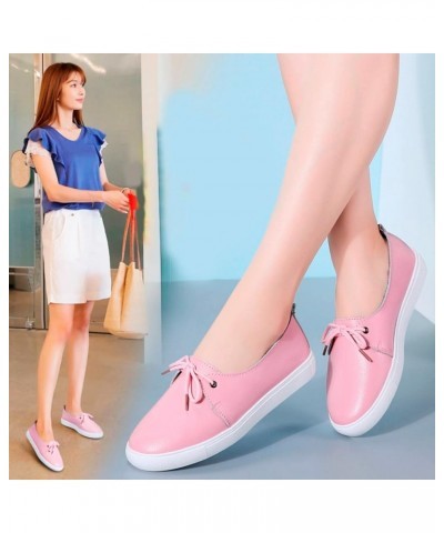 Women Flat Casual Shoes Rounted Toe Comfortable Anti Slip Cushioned Insole Multicolor Classic Charms Platform Pink $21.95 Loa...