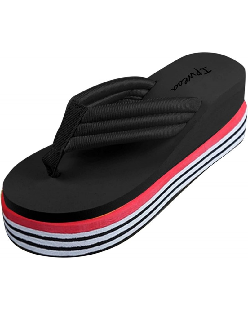 Summer Women's Slippers Fashion Sandals Wedges Flip-Flops Flowers Slipper comfortable sandals for women Black $15.37 Sandals