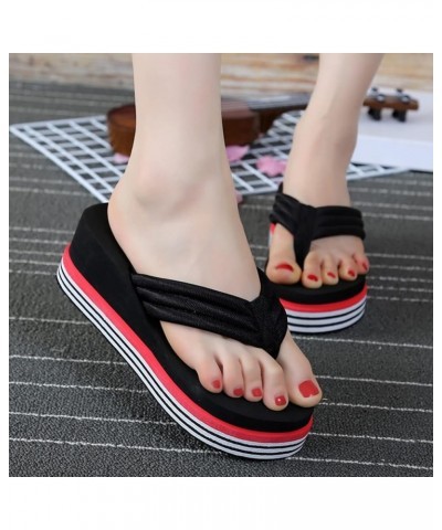 Summer Women's Slippers Fashion Sandals Wedges Flip-Flops Flowers Slipper comfortable sandals for women Black $15.37 Sandals