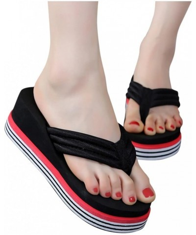 Summer Women's Slippers Fashion Sandals Wedges Flip-Flops Flowers Slipper comfortable sandals for women Black $15.37 Sandals