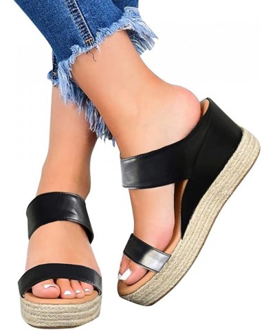 Wedge Sandals for Women Espadrilles Slip on Platform Wedge Sandals Open Toe Breathable Beach Sandals Casual Sandals Walking S...