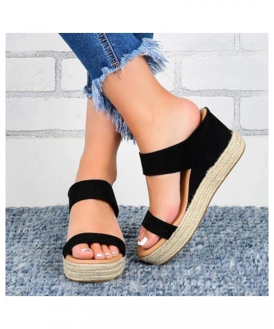 Wedge Sandals for Women Espadrilles Slip on Platform Wedge Sandals Open Toe Breathable Beach Sandals Casual Sandals Walking S...