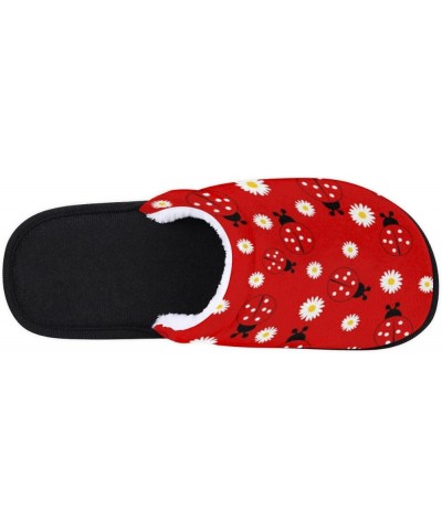 Ladybugs Daisy Home Slippers for Women, Red Ladybugs Soft Unisex House Slippers Men Washable Reusable Indoor Slip On Anti-Ski...