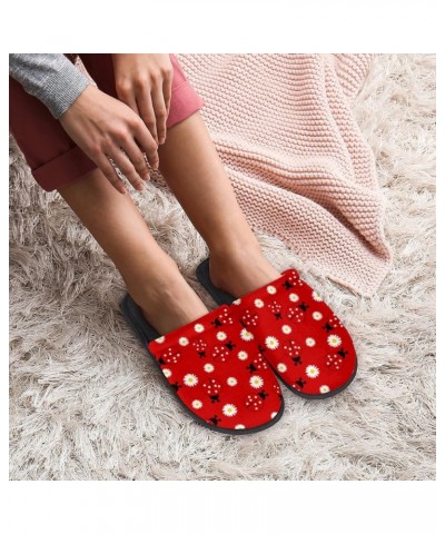 Ladybugs Daisy Home Slippers for Women, Red Ladybugs Soft Unisex House Slippers Men Washable Reusable Indoor Slip On Anti-Ski...