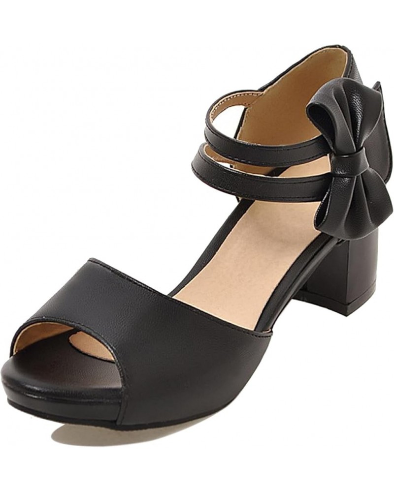 Women Peep Toe Ankle Strap Mary Jane Sandals Black 1 $20.49 Sandals