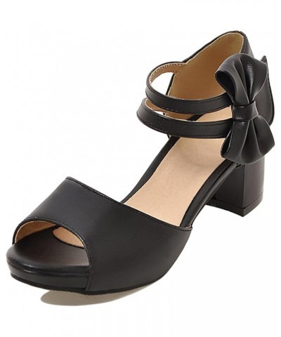 Women Peep Toe Ankle Strap Mary Jane Sandals Black 1 $20.49 Sandals