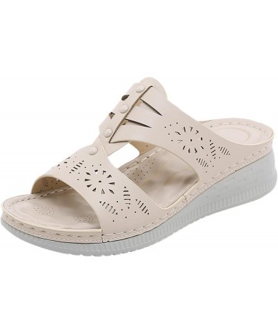 Women's Wedge Sandals Platform Sandals Cork Strap Sandals Women Summer Solid Color Slip On Casual Open Toe Wedges Comfortable...