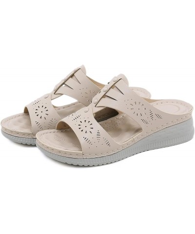 Women's Wedge Sandals Platform Sandals Cork Strap Sandals Women Summer Solid Color Slip On Casual Open Toe Wedges Comfortable...