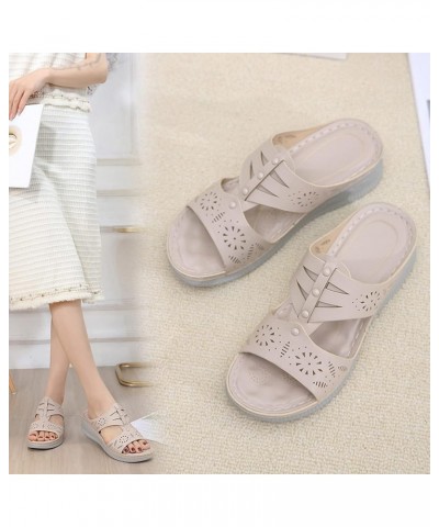 Women's Wedge Sandals Platform Sandals Cork Strap Sandals Women Summer Solid Color Slip On Casual Open Toe Wedges Comfortable...