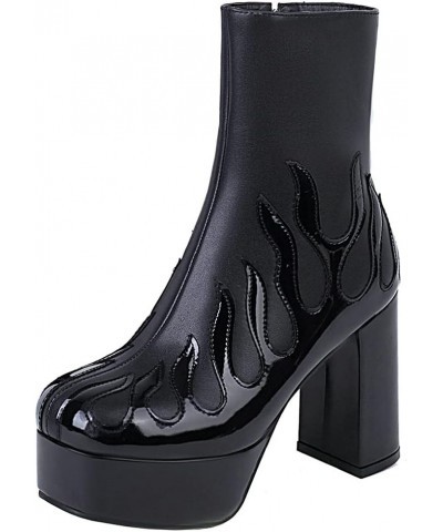 Women's Patent Leather Platform Ankle Boots Goth Chunky High Heel Winter Booties Black $38.04 Boots