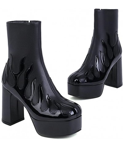 Women's Patent Leather Platform Ankle Boots Goth Chunky High Heel Winter Booties Black $38.04 Boots