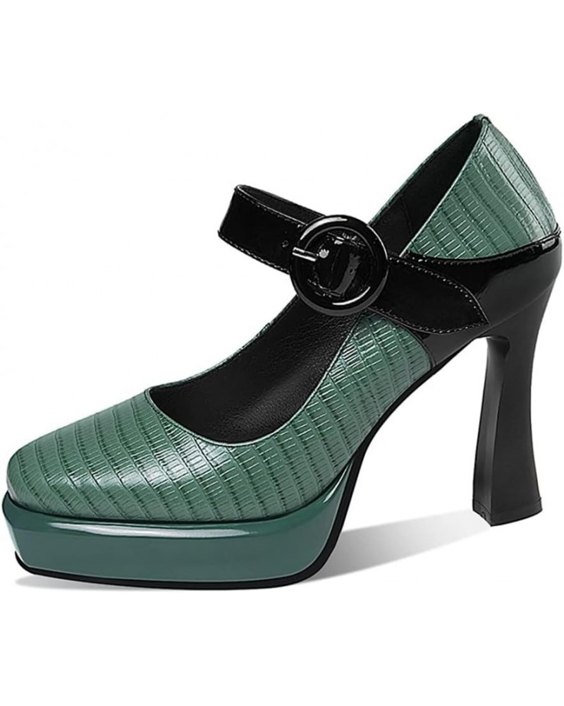 Women Pumps Summer High Heels Platform Shoes Leather Dress Party Office Pumps 36 Green $37.87 Pumps