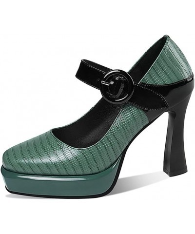 Women Pumps Summer High Heels Platform Shoes Leather Dress Party Office Pumps 36 Green $37.87 Pumps