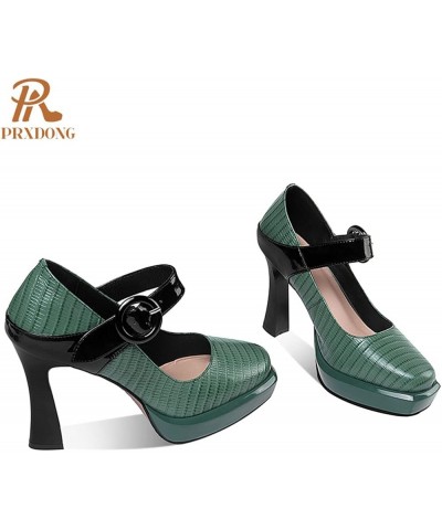 Women Pumps Summer High Heels Platform Shoes Leather Dress Party Office Pumps 36 Green $37.87 Pumps