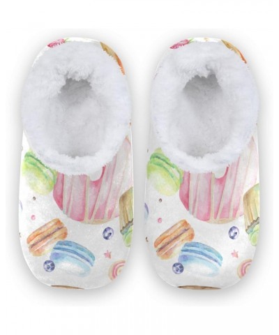 Macarons Cupcakes Donuts Fuzzy Feet Slippers for Women, Cute Coral Fleece-Lined House Slippers(236na5a) $17.69 Slippers