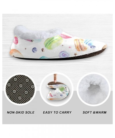 Macarons Cupcakes Donuts Fuzzy Feet Slippers for Women, Cute Coral Fleece-Lined House Slippers(236na5a) $17.69 Slippers