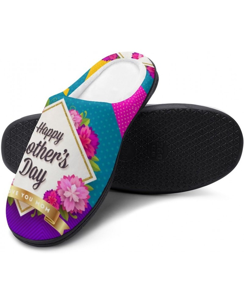 Happy Mother's Day With Flowers 2023 Slippers for Women Girls Soft Indoor Outdoor Winter Warm Comfy House Bedroom Slippers $1...