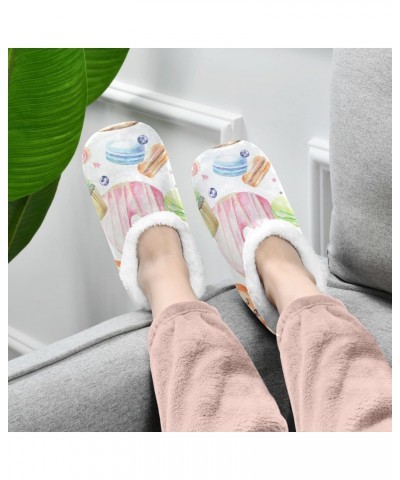 Macarons Cupcakes Donuts Fuzzy Feet Slippers for Women, Cute Coral Fleece-Lined House Slippers(236na5a) $17.69 Slippers