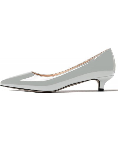 Womens Office Dress Patent Slip On Pointed Toe Kitten Low Heel Pumps Shoes 1.5 Inch Grey $22.55 Pumps