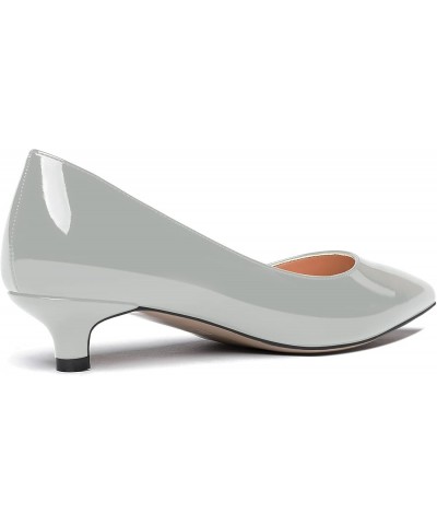 Womens Office Dress Patent Slip On Pointed Toe Kitten Low Heel Pumps Shoes 1.5 Inch Grey $22.55 Pumps