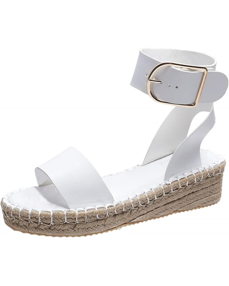 Sandals Women's Casual Breathable Wedges Thick-Soled Fashion Shoes Leisure Women's Sandals Cute Sandals for Women Beach (Whit...