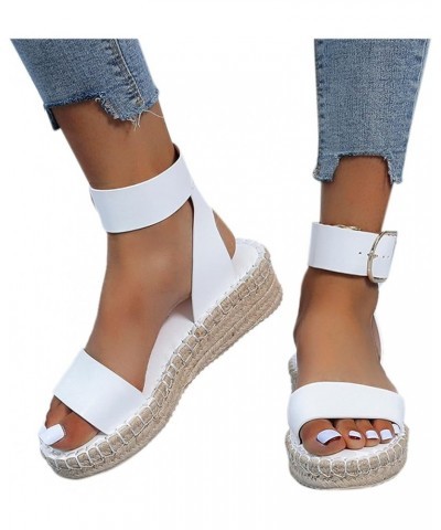 Sandals Women's Casual Breathable Wedges Thick-Soled Fashion Shoes Leisure Women's Sandals Cute Sandals for Women Beach (Whit...