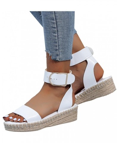 Sandals Women's Casual Breathable Wedges Thick-Soled Fashion Shoes Leisure Women's Sandals Cute Sandals for Women Beach (Whit...