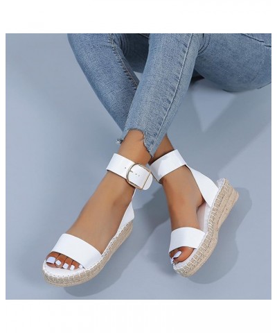 Sandals Women's Casual Breathable Wedges Thick-Soled Fashion Shoes Leisure Women's Sandals Cute Sandals for Women Beach (Whit...