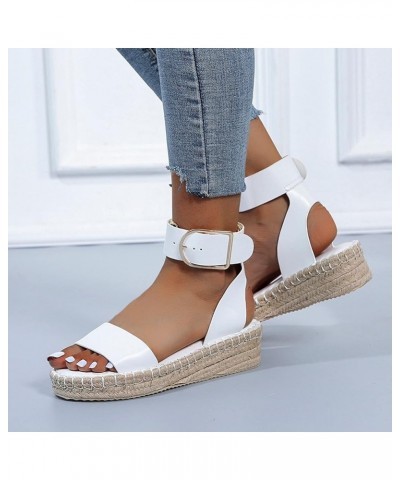 Sandals Women's Casual Breathable Wedges Thick-Soled Fashion Shoes Leisure Women's Sandals Cute Sandals for Women Beach (Whit...