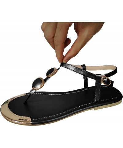 Indoor Outdoor Slippers Women Buckle Casual Flops Strap Toe Womens Shoes Roman Open Sandals Flip Flats Summer Black $13.67 Sa...